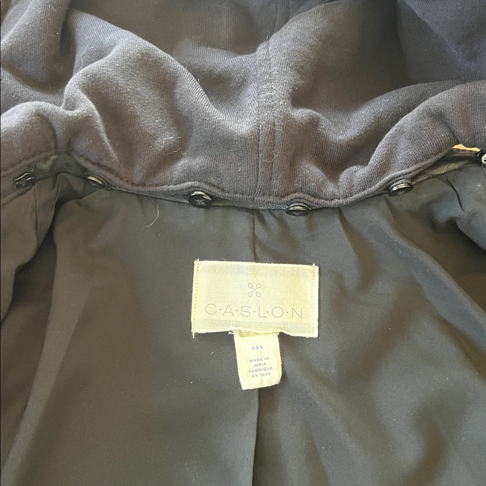 Caslon Nordstroms Super Soft Black Leather Moto Jacket Removable hoodie XXS - Picture 3 of 6